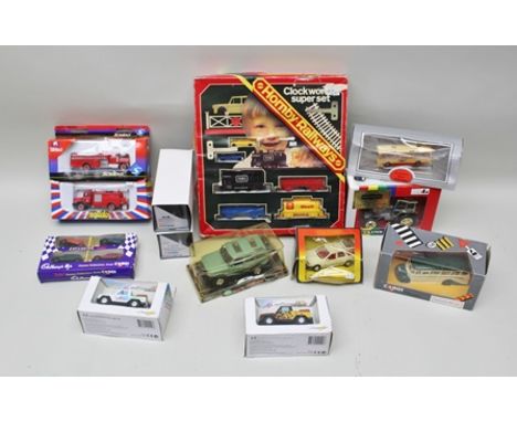 HORNBY RAILWAYS CLOCKWORK SUPER SET in ovb, A BRITAINS LIMITED EDITION TRACTOR no.5892, two Road Monster die-cast plastic toy