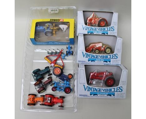 A COLLECTION OF DIE-CAST AGRICULTURAL VEHICLES including; ERTL vintage vehicle series, Case 500, Ford 8N and Scammell 300 ovb