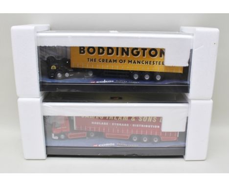 CORGI DIE-CAST MODERN TRUCKS SERIES including; 75202 ERF Curtainsider - Boddingtons and 75401 Leyland Daf Curtainsider - Jame