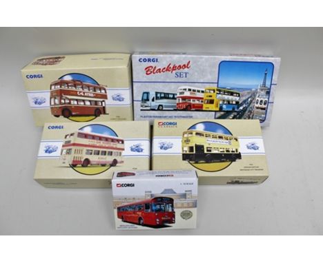 CORGI COLLECTABLE DIE-CAST VEHICLES including 97800 Sunbeam Trolley Bus, 97824 Daimler Fleet Line, 97230 Leyland Atlantean, 9