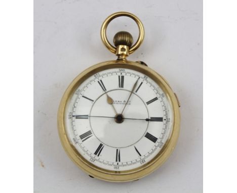 AN 18CT GOLD CASED GENTLEMAN'S OPEN FACE POCKET WATCH, the movement back plate inscribed "Marsh & Co. by appointment to H.M. 