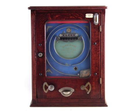 Allwin Deluxe penny slot pinball machine, numbered or dated 1907, with one key, 65cm high The machine appears to function cor