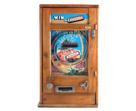 Oliver Whales 'Win Spangles' penny slot pinball machine , with two keys, 81cm high Mechanism not working correctly could do w