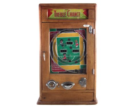 Oliver Whales 'Treble Chance' penny slot pinball machine, with keys, 81cm high The machine is not operating and will not prod