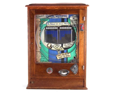 Wondermatic 'Quick Returns' penny slot pinball machine, with two keys, 88cm high. The machine appears to operate correctly an