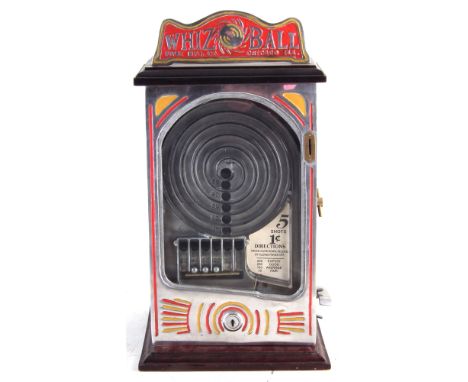 Whiz Ball reproduction counter top slot pinball machine game, working off 1 cent coin, with keys, 43cm high Machine does not 