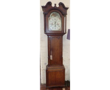 Oak 8-day longcase clock with enamel dial (W.Lawson, Kighley).