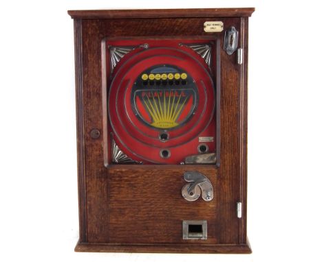 Playball Automatic penny slot pinball machine by British Manufacturing Company , running off 1/2 pennies, with key, 63cm high