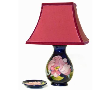 Moorcroft Clematis pattern lamp and a dish
