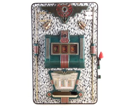 Bremse Beromat one arm bandit fruit machine, with keys, 73cm high The machine works and spins the three drums every time you 