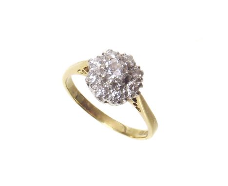 Diamond flower head cluster ring, gw 2.8g.