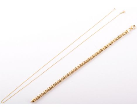 14ct gold bracelet and chain, gross weight 5.8g