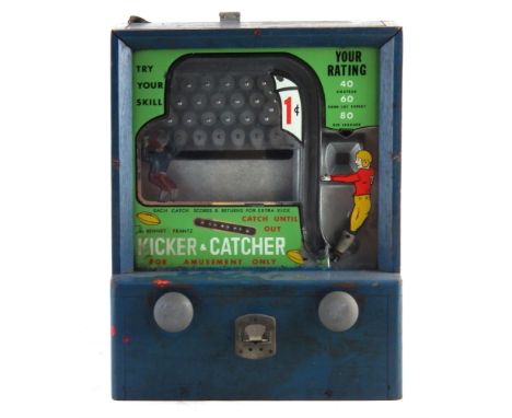 The Bennet Frantz Kicker and Catcher pinball slot machine, running of 1 cent coins, 44cm high. The machine appears to functio