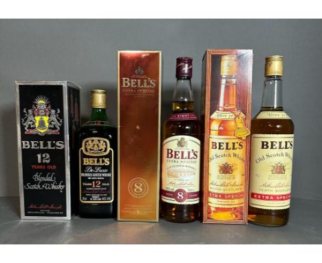 Bells Scotch Whisky: Three Bottles Bells Extra Special Matured for 8 Years, !2 Years Old Blended Scotch whisky and  bottle of