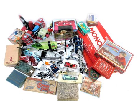 Toys and games, including Zoids by Hales, Quad Copters, floating genie bottle, Monolopy and other board games, Burago Bugatti