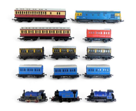 Hornby and Lima OO gauge locomotives and rolling stock, including Caledonian Railway 0-4-0 locomotive, Highland Railway 0-4-0