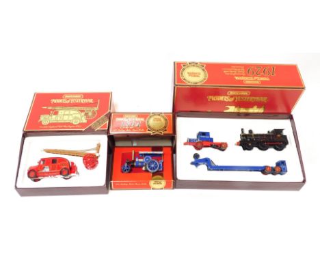 Matchbox Models of Yesteryear diecast Special Editions, comprising 1894 Aveling Porter Steam Roller, 1936 Leyland Cub fire en