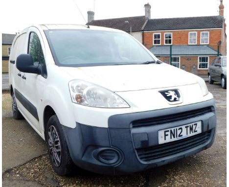 A Peugeot Partner van, registration FN12 TMZ, in white, manual, current mileage 78,170, no V5, MOT expired 1st March 2024.  U