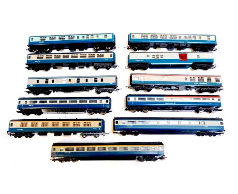 Lima and Hornby OO gauge blue and grey Intercity coaches, including buffet restaurant car, restaurant buffet 125, Intercity f