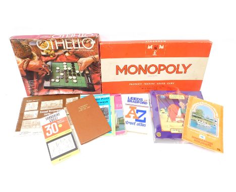 Books and games, comprising Wallace and Gromit A Cracking Good Game, Monopoly, Hobbycraft Airkit, Home Gardens pocket guides,