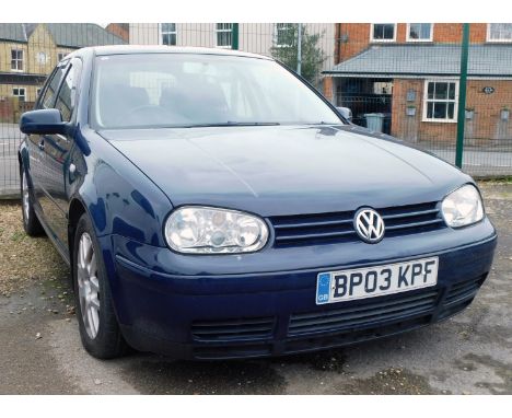 A Volkswagen Golf GT TDI, registration  BP03 KPF, in blue, manual, diesel, 5 door hatchback, 1896cc, current mileage 187,960,