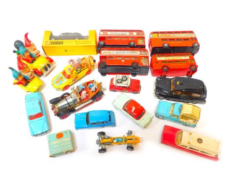 A group of Corgi and other collector's vehicles, to include London Buses, Whizz Wheels, Noddy Cars, Magic Roundabout, Austin 