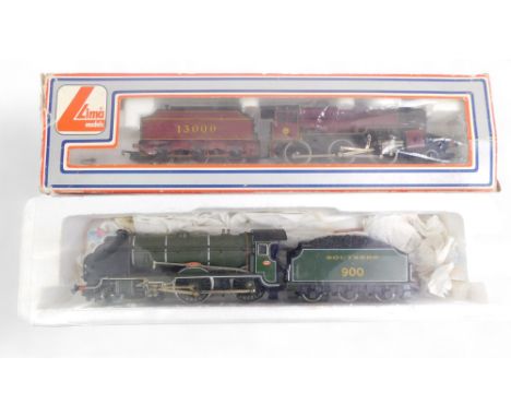 Hornby and Lima OO gauge locomotives, including a Schools class locomotive Eaton, and a LMS Crab locomotive in LMS red, boxed