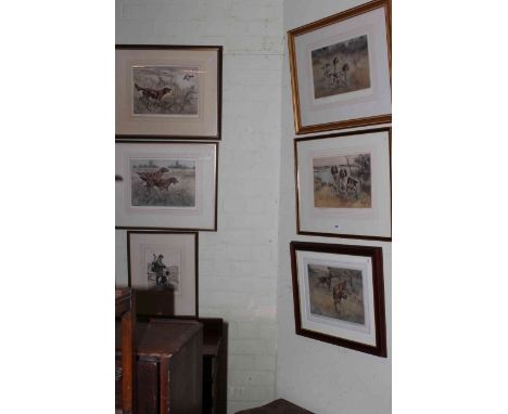 Collection of six limited edition Henry Wilkinson Hunting Dog prints, each signed and numbered in the border.
