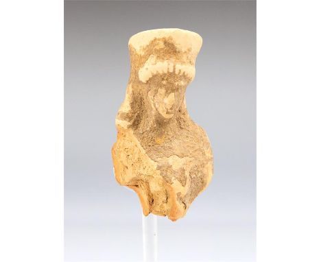 Greek Goddess Statuette, 5th-4th century BC.  A ceramic statuette of a goddess, possibly Demeter or Persephone, wearing a tal