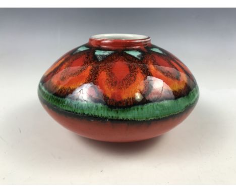 A 1960s Poole Pottery Delphis vase, of lenticular form, 10 cm high 