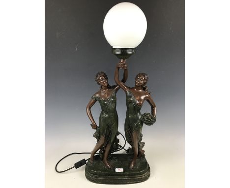 A bronzed figural table lamp, 76 cm