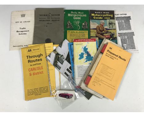 Travel / Automotive ephemera and maps including Kellogs Corn Flakes collectors' cards, 1950s Daily Mail Motorcycling Guides, 