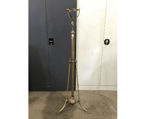 A Victorian brass telescopic oil lamp stand