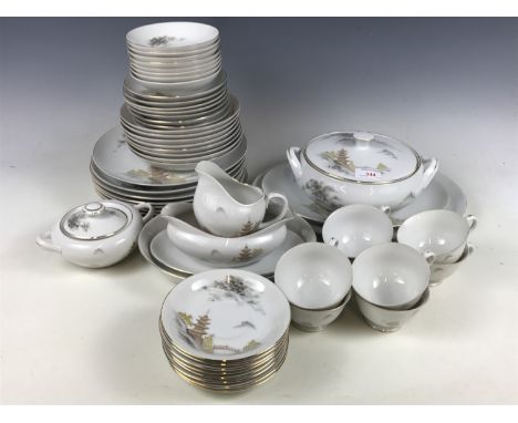 A vintage Sone china tea and dinner service in a Chinoiserie pattern 