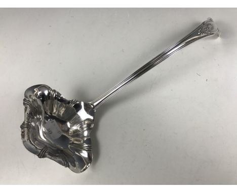 A Georgian style electroplate king's pattern punch ladle