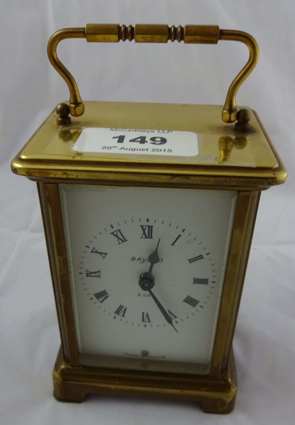 A French carriage clock Bayard, Duverdrey and Bloquel with eight day