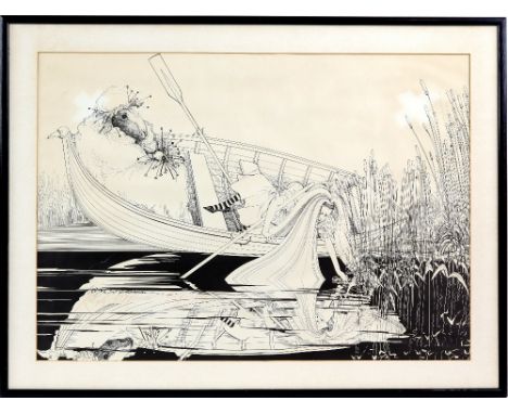 Ralph Steadman lithograph Alice in Wonderland hand signed in red biro and dated 9.2.79, 45cm x 64cmProvenance: Vendors late h