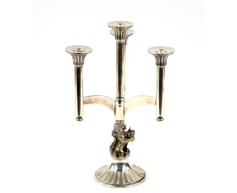 Elizabeth II silver four-light candelabrum, by Aurum, London 1977, to commemorate the Royal Silver Jubilee, number 38/250, on