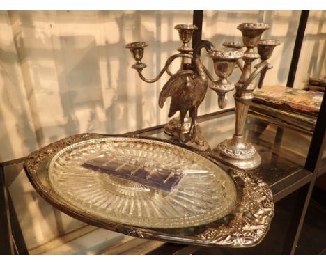 Shelf of silver plated items