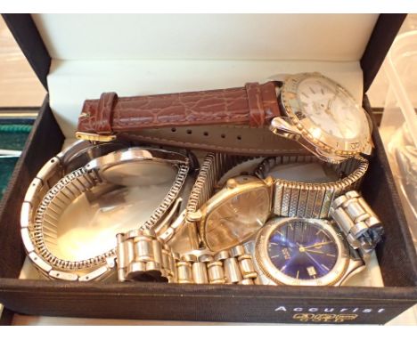 Box of mixed gents wristwatches including Rotary 