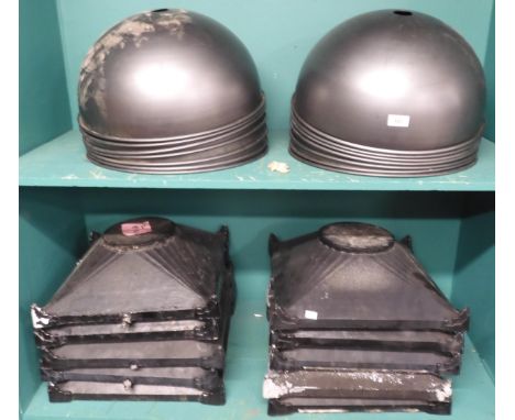 A lot comprising sixteen contemporary industrial style light shades and ten metallic light bases (26) Condition Report:Availa