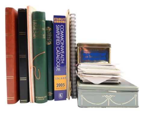 WORLD STAMPS; metal box with large quantity of stamps, mint and used stock books, albums and loose. Early QE2, George V and V