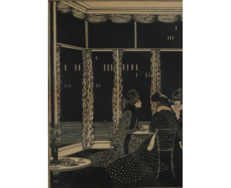 WILLIAM WATSON PEPLOE (SCOTTISH 1869-1933)&nbsp; &nbsp;THE TEA ROOM &nbsp;Lithograph, 20 x 14cm &nbsp;Together with 2 similar
