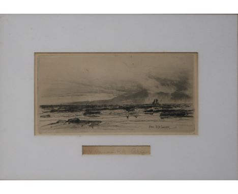 DAVID YOUNG CAMERON (SCOTTISH 1865-1945) &nbsp;ARRAN &nbsp;Etching, signed lower right, 15 x 26cm Condition Report:Available 