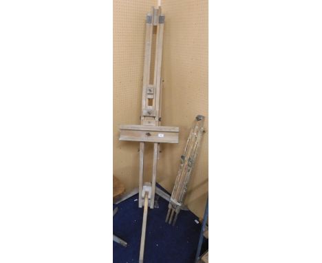 A lot comprising a large 20th century pine folding free standing Windsor &amp; Newton Ltd, London artists easel, 175cm high a