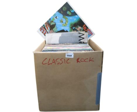 VINYL RECORDS a good box of classic rock LP records with Eagles, The Electric Light Orchestra, The Kinks, James Taylor, Joe W