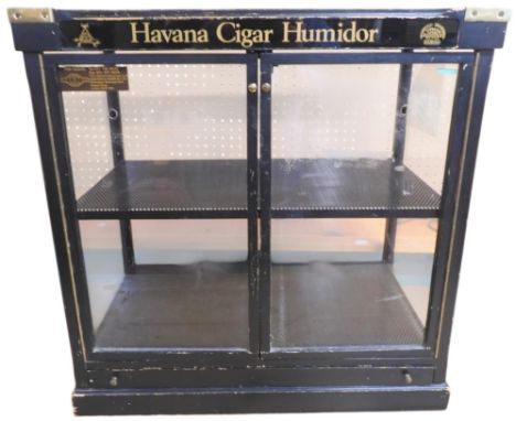 A 20th century H. Upmann Habana, Havana cigar humidor with clear acrylic top, back, sides and pair of doors over long shallow