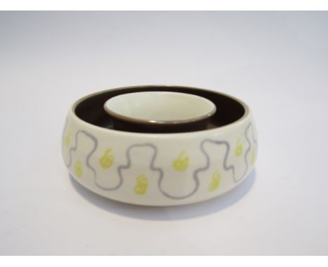A Poole 1950's contemporary range circular donut bowl, 14cm diameter