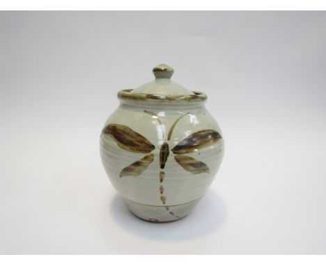 ARA CARDEW (b.1962) A Wenford Bridge Pottery lidded jar, painted dragonfly detail impressed seals, 22cm high 