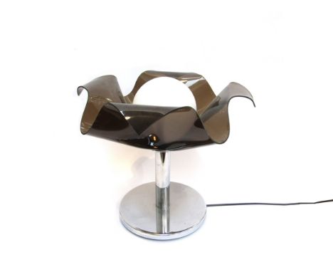 A Mid Century chrome glass and perspex lamp, probably Italian, 42cm